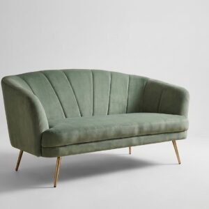 Samtsofa in Salbeigrün, wie neu! 2-Sitzer im Top Zustand.