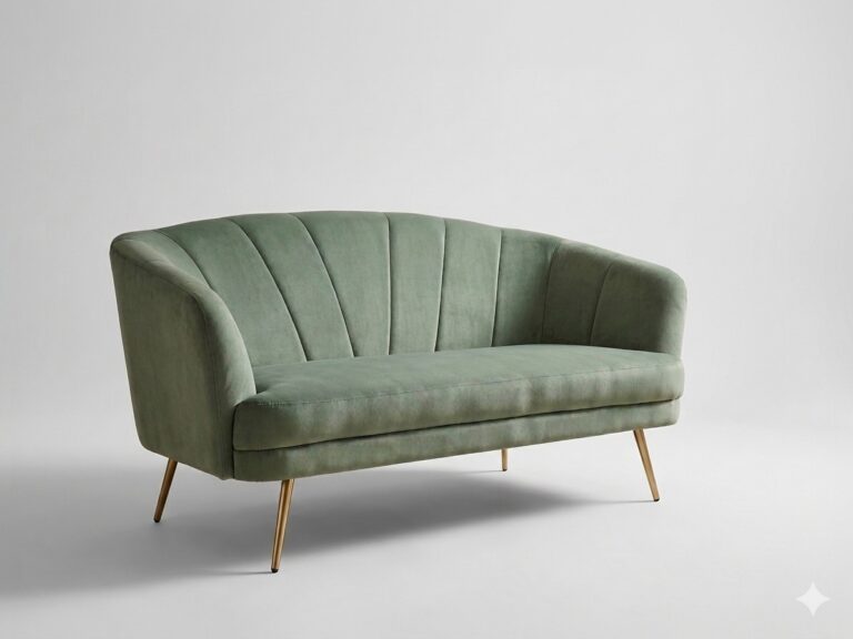 Samtsofa in Salbeigrün, wie neu! 2-Sitzer im Top Zustand.